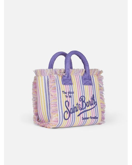 Mc2 Saint Barth Blue Striped Terry Embossed Mini Vanity Bag
