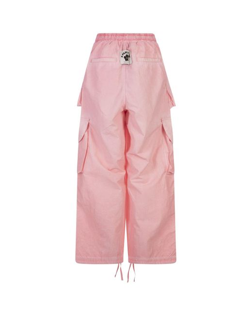A PAPER KID Pink Cargo Trousers With Logo