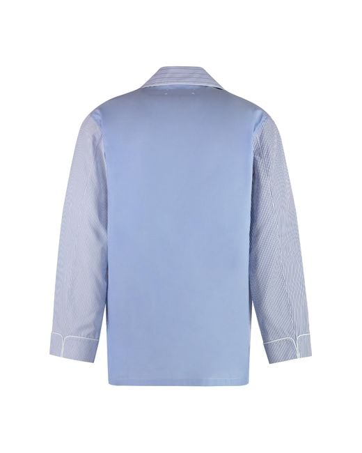 Maison Margiela Blue Striped Cotton Pajama Shirt for men