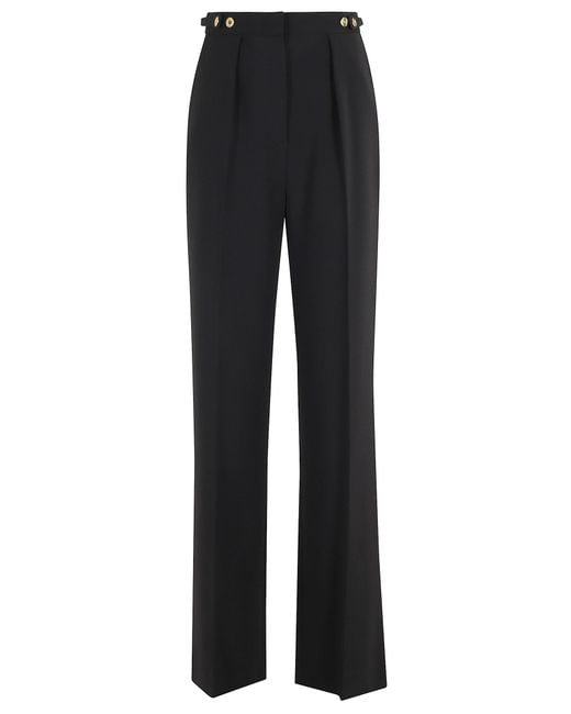 Elisabetta Franchi Black High-Waisted Tailored Pants With Button Detail