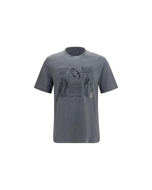 Brunello Cucinelli Gray Blue Cotton T for men