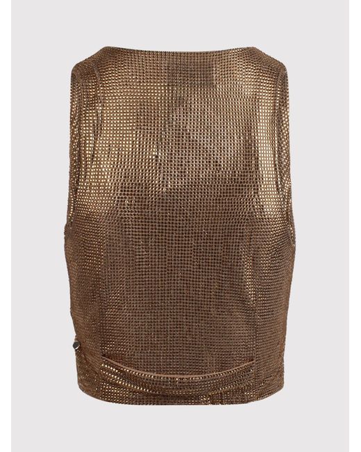 GIUSEPPE DI MORABITO Brown Cropped Vest With Crystals