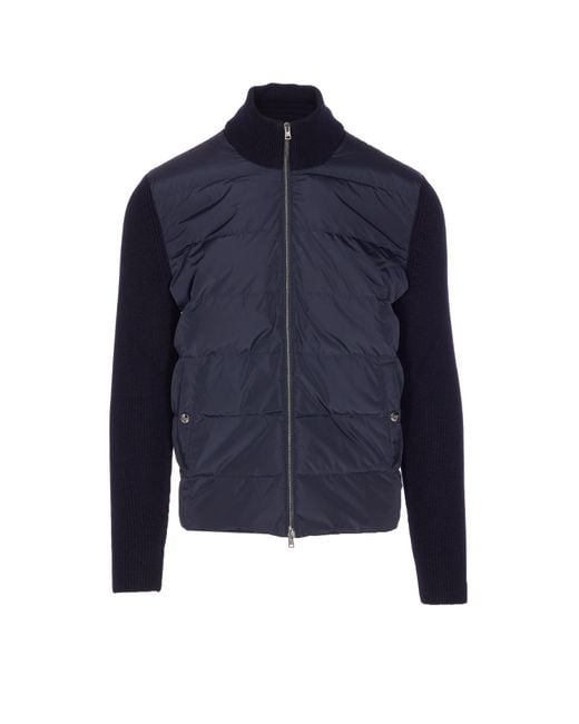 Herno Blue Knitted And Padded Cardigan for men