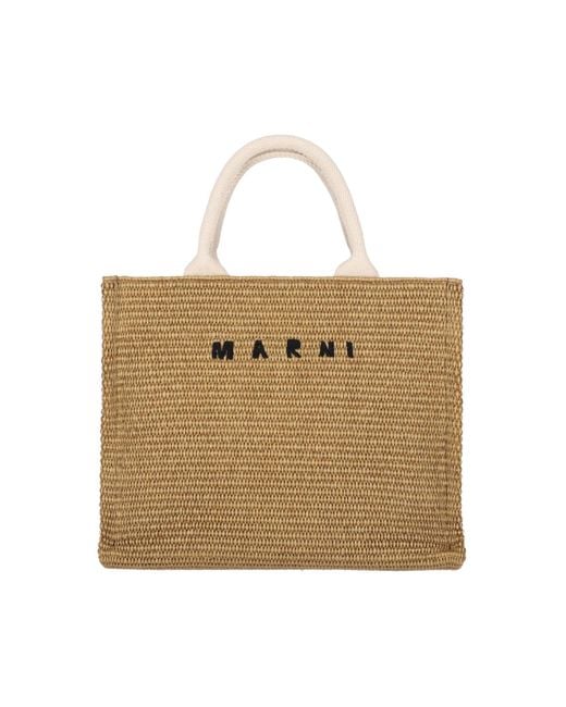 Marni Natural Logo Small Tote Bag