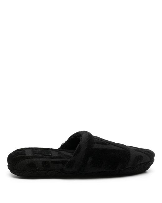 Versace Black Bath Slippers Ecoleather Cotton