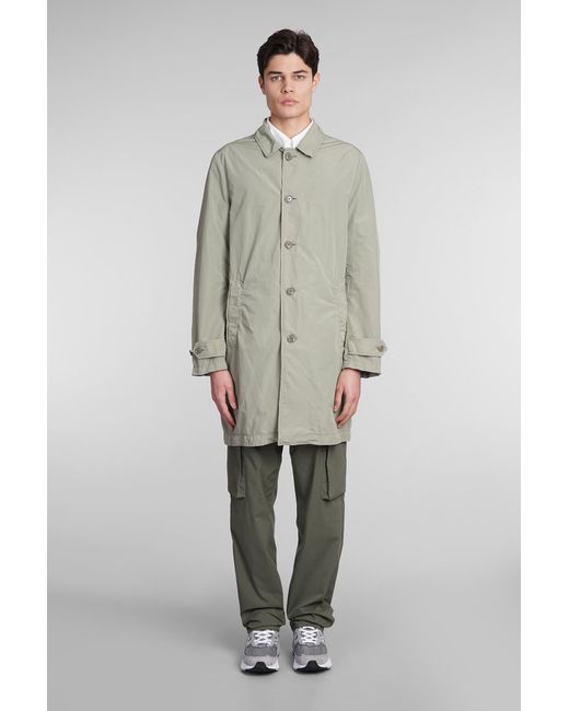 Aspesi Gray Impermeabile Lemon Coat In Green Polyester for men