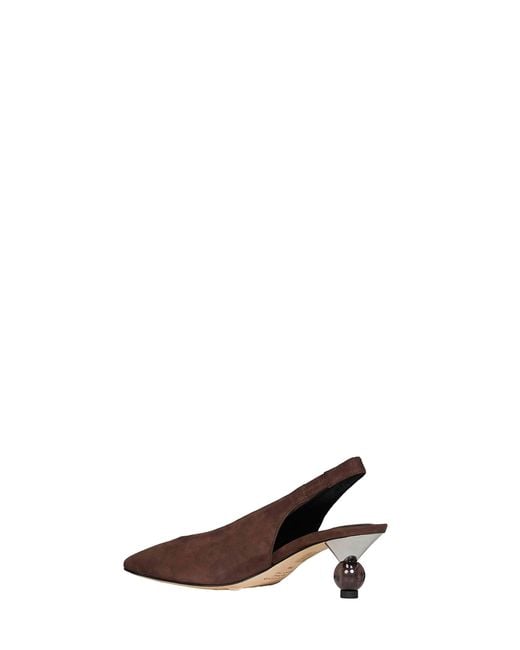 Weekend by Maxmara Brown Slingback Pumps Wkaorma Suede Calf Leather
