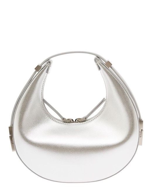 OSOI White Mini Toni Hobo Handbag With Engraved Logo