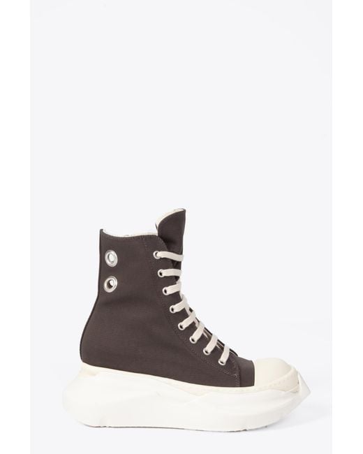 Rick Owens Multicolor Abstract Sneak Dark Dust/Milk/Milk Charcoal Cotton Lace-Up High Sneaker With Chunky Sole