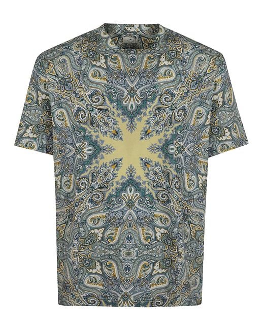 Etro Gray Classic Fit Cotton T-Shirt For for men