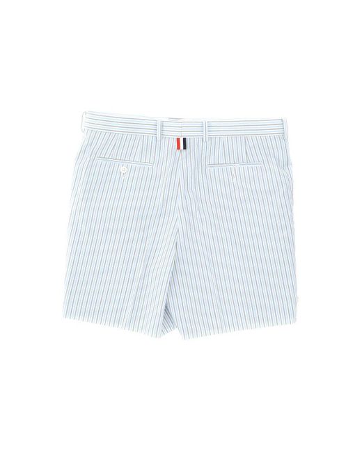 Thom Browne White Logo Tag Striped Seersucker Shorts for men