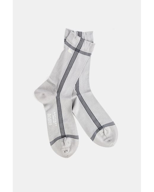 Antipast White High Socks With Fine Stripes