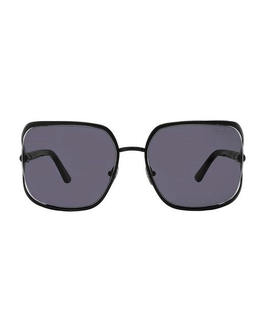 Tom Ford Black Sunglasses Square Semi Rim, Shiny Rose Frame And Lens Ft109228E