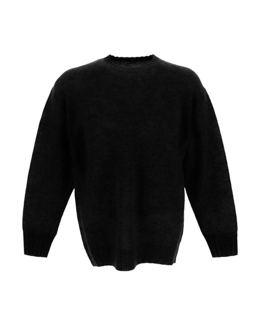 Auralee Black Shetland Wool Cashmere Knit Pullover for men