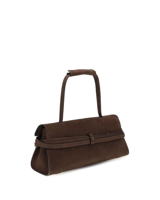 Moschino Brown Tie Me Medium Shoulder Bag Calf Leather Bos Taurus