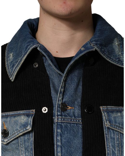 Dolce & Gabbana Black Cotton Denim Blouson Jacket And Clothing for men