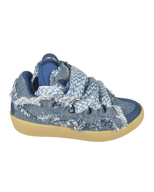 Lanvin Blue Frayed Denim Curb Sneakers