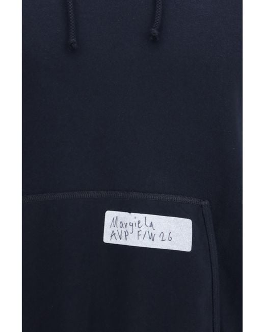 Maison Margiela Blue Hooded Sweatshirt With Central Pocket Cotton Sweatshirts for men