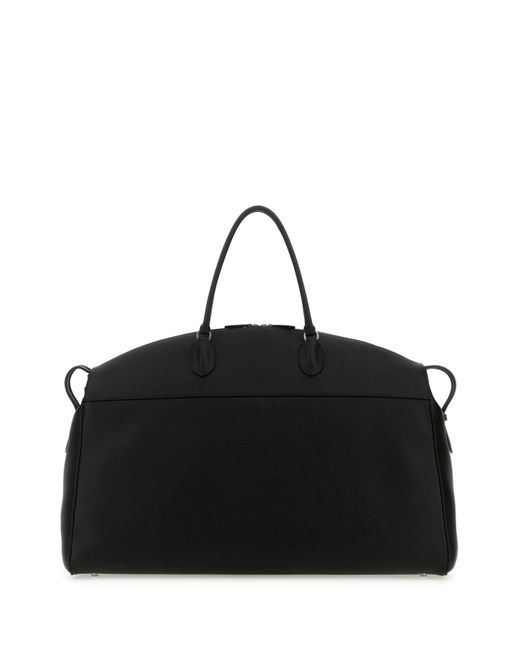 The Row Black Leather George Travel Bag