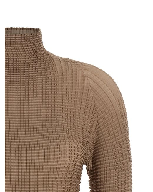 Issey Miyake Brown Wooly Pleats-66 Blouse