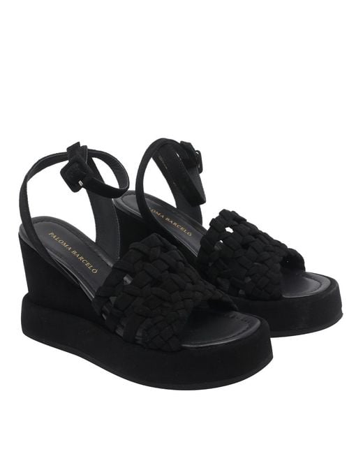 Paloma Barceló Black Sandals Suede Leather/Rubber Sole