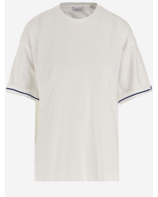 Burberry White Cotton T-Shirt With Logo