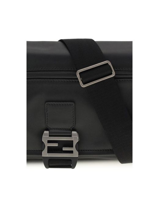 Fendi Black Calf Leather Bos Taurus Shoulder Bag for men