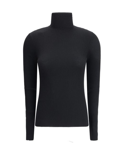 Wolford Blue Virgin Wool Long Sleeve Jersey Fleece Tops