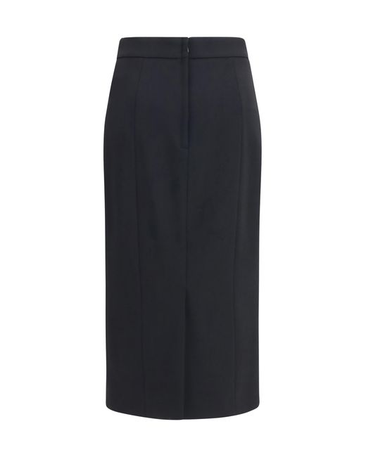 Dolce & Gabbana Blue Pencil Skirt Stretch Wool Fleece