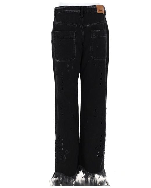 Isabel Marant Black Wide-Leg Trousers Amia Cotton