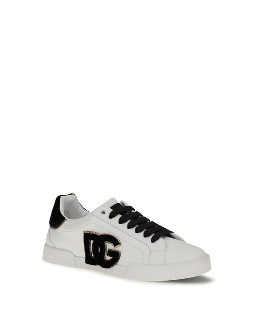 Dolce & Gabbana White Leather Sneakers With Logo