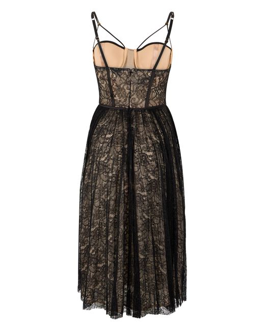 Elisabetta Franchi Black Dress Lace-Nude Polyamide