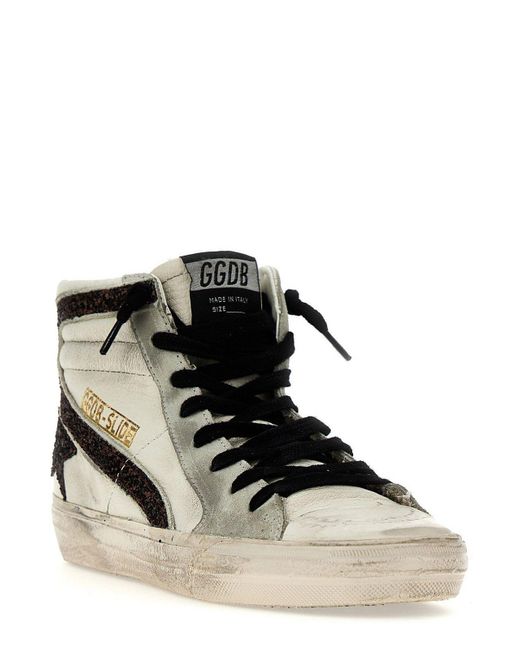 Slide leather trainers Golden Goose White size 38 IT in Leather - 41730402