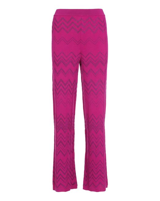 Missoni Pink Chevron Knitted Palazzo Trousers