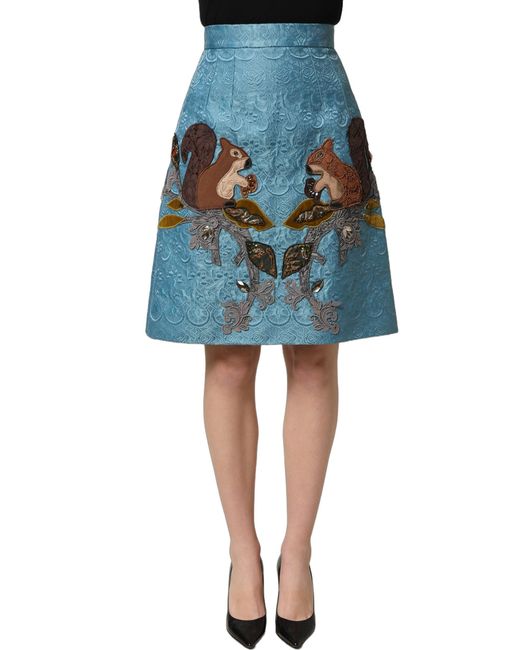 Dolce & Gabbana Blue Jacquard Embroidered A