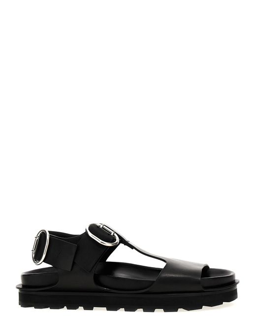 Jil Sander Black Leather Sandals for men