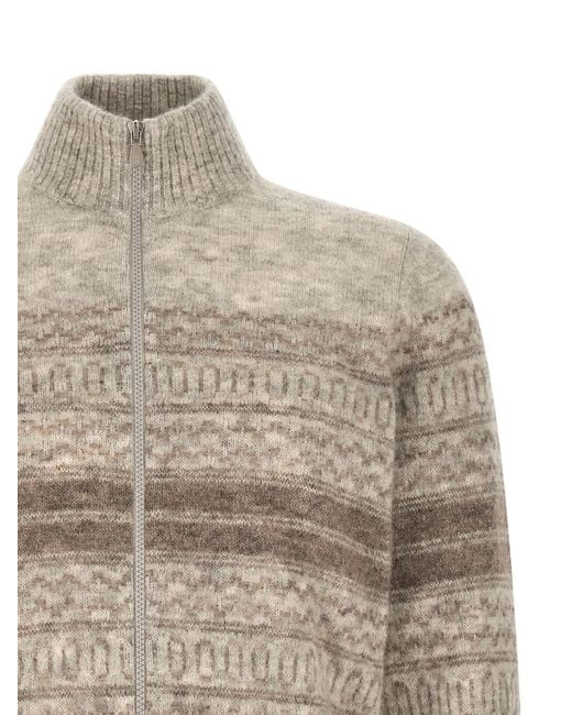 Brunello Cucinelli Gray Alpaca Leather Cardigan Clothing for men