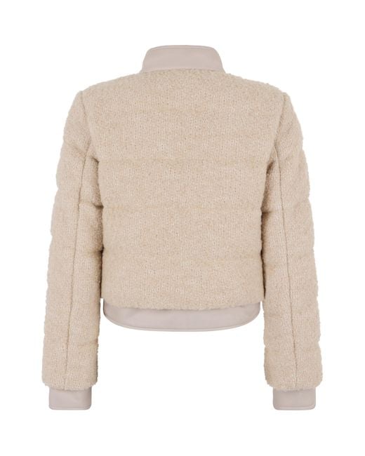 Moncler Natural Short Down Jacket Blandy Wool Bouclé Acrylic Puffer