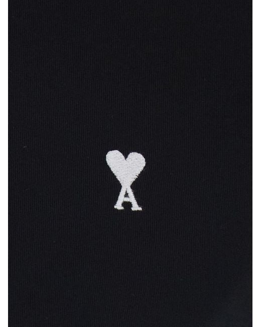 AMI Black Cotton T-Shirt T-Shirts & Jerseys