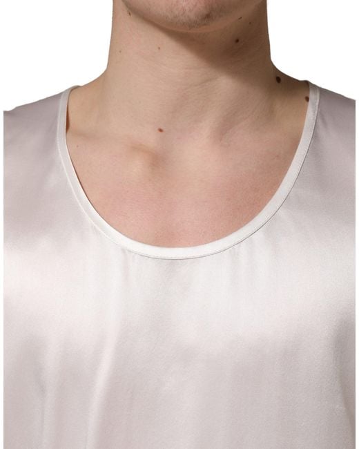 Dolce & Gabbana White Satin Polyester Sleevelesstank T for men