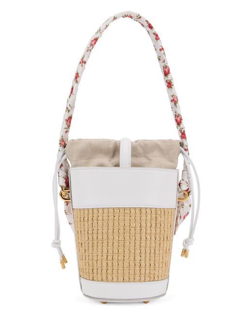 Dolce & Gabbana White Bucket Bag Capri Rafia Viscose