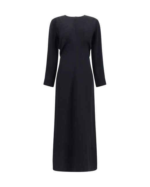 Totême Black Long-Sleeve Low-Waist Dress, Viscose
