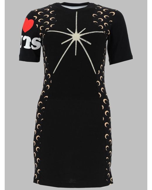 MARINE SERRE Black Mini Dress Upcycled Cotton