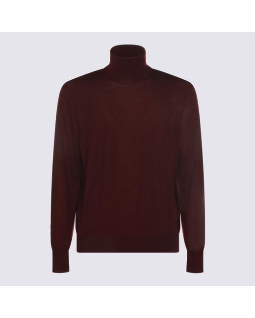 Saint Laurent Red Bordeaux Wool Knitwear for men