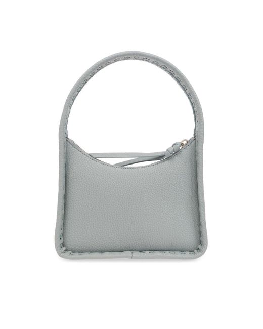 Fendi Gray Mini Fendessence Logo Plaque Tote Bag