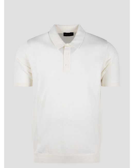 Roberto Collina White Cotton Knit Polo Shirt for men