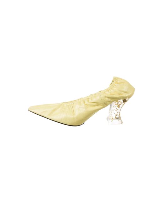 Bottega Veneta Yellow Almond Toe Elasticated 75Mm Pumps