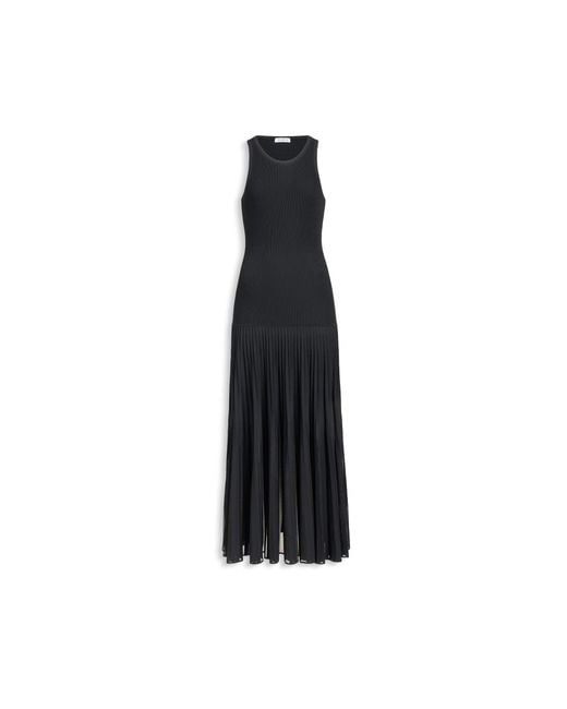 Maison AlaïA Black Robe Midi Plissée En Mousseline Noire Dress