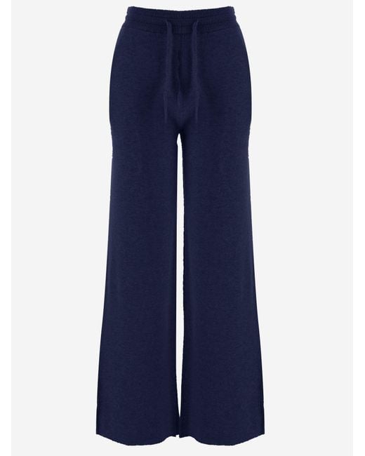 arch4 Blue Cashmere Wide Leg Pants Trousers