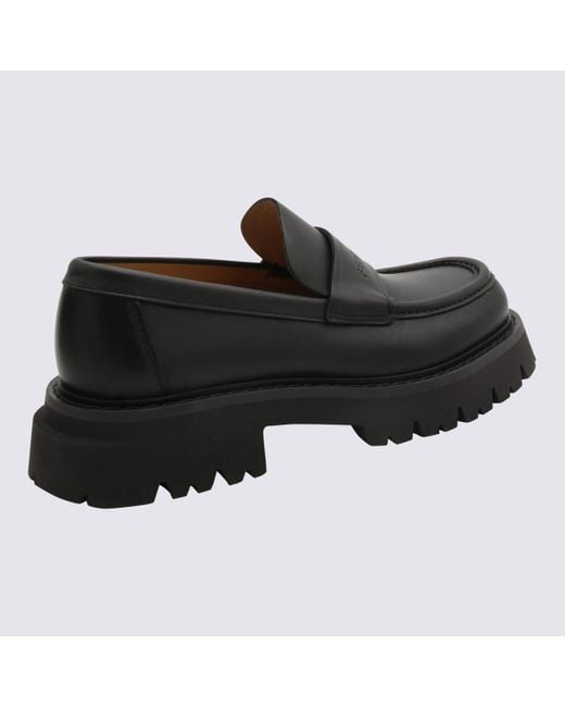 Ferragamo Black Leather Loafers for men